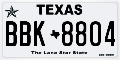 TX license plate BBK8804