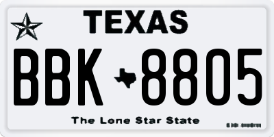 TX license plate BBK8805