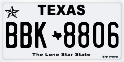 TX license plate BBK8806