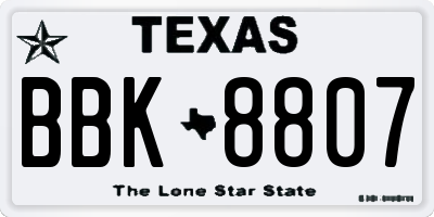 TX license plate BBK8807