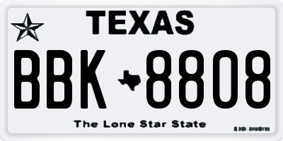 TX license plate BBK8808