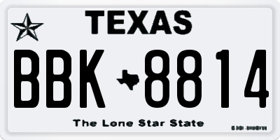 TX license plate BBK8814
