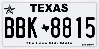 TX license plate BBK8815