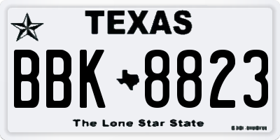 TX license plate BBK8823