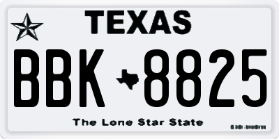 TX license plate BBK8825