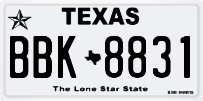 TX license plate BBK8831