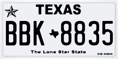 TX license plate BBK8835