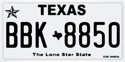 TX license plate BBK8850