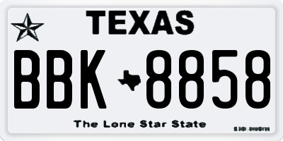 TX license plate BBK8858