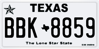 TX license plate BBK8859