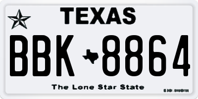 TX license plate BBK8864