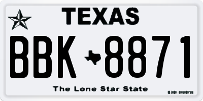 TX license plate BBK8871