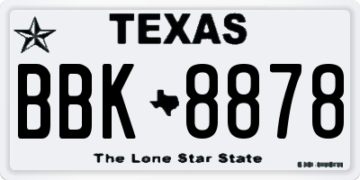 TX license plate BBK8878