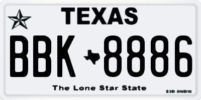 TX license plate BBK8886