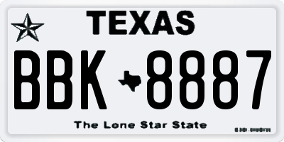 TX license plate BBK8887