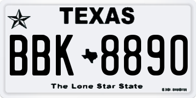 TX license plate BBK8890