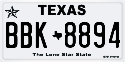 TX license plate BBK8894