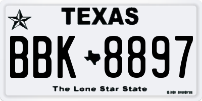 TX license plate BBK8897
