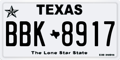 TX license plate BBK8917