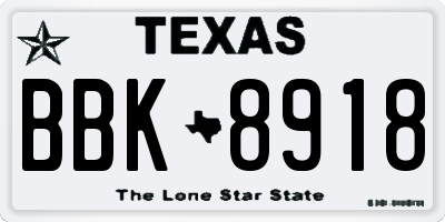 TX license plate BBK8918