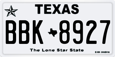 TX license plate BBK8927