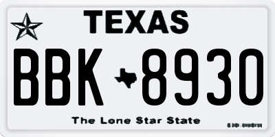 TX license plate BBK8930