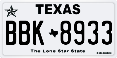 TX license plate BBK8933