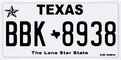 TX license plate BBK8938