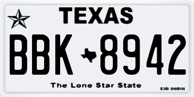 TX license plate BBK8942