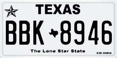 TX license plate BBK8946
