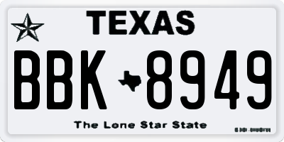 TX license plate BBK8949