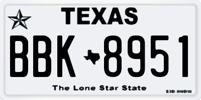 TX license plate BBK8951