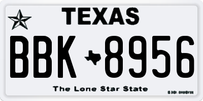 TX license plate BBK8956