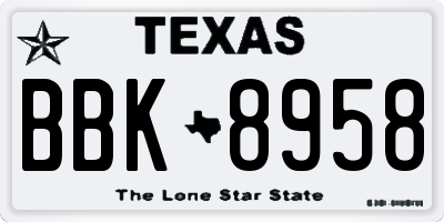 TX license plate BBK8958