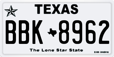TX license plate BBK8962