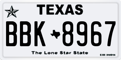TX license plate BBK8967