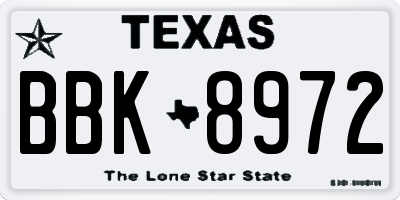 TX license plate BBK8972