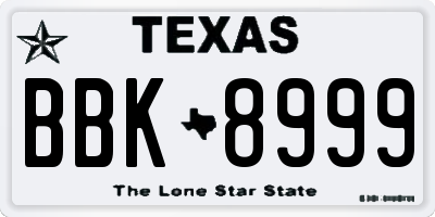 TX license plate BBK8999