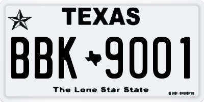 TX license plate BBK9001