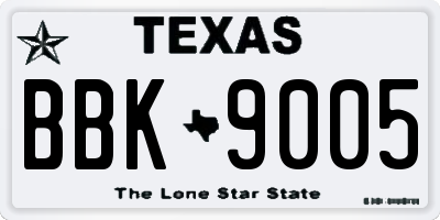 TX license plate BBK9005