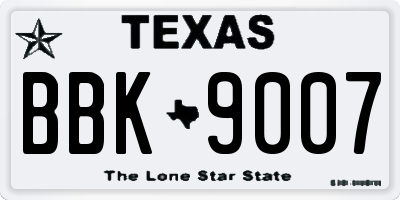 TX license plate BBK9007