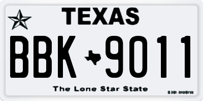 TX license plate BBK9011