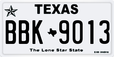 TX license plate BBK9013