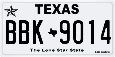 TX license plate BBK9014