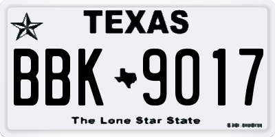 TX license plate BBK9017