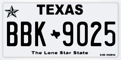 TX license plate BBK9025