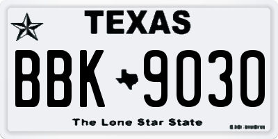 TX license plate BBK9030