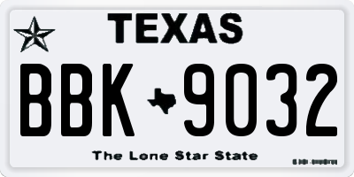 TX license plate BBK9032