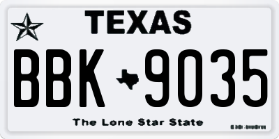 TX license plate BBK9035