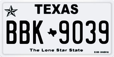 TX license plate BBK9039